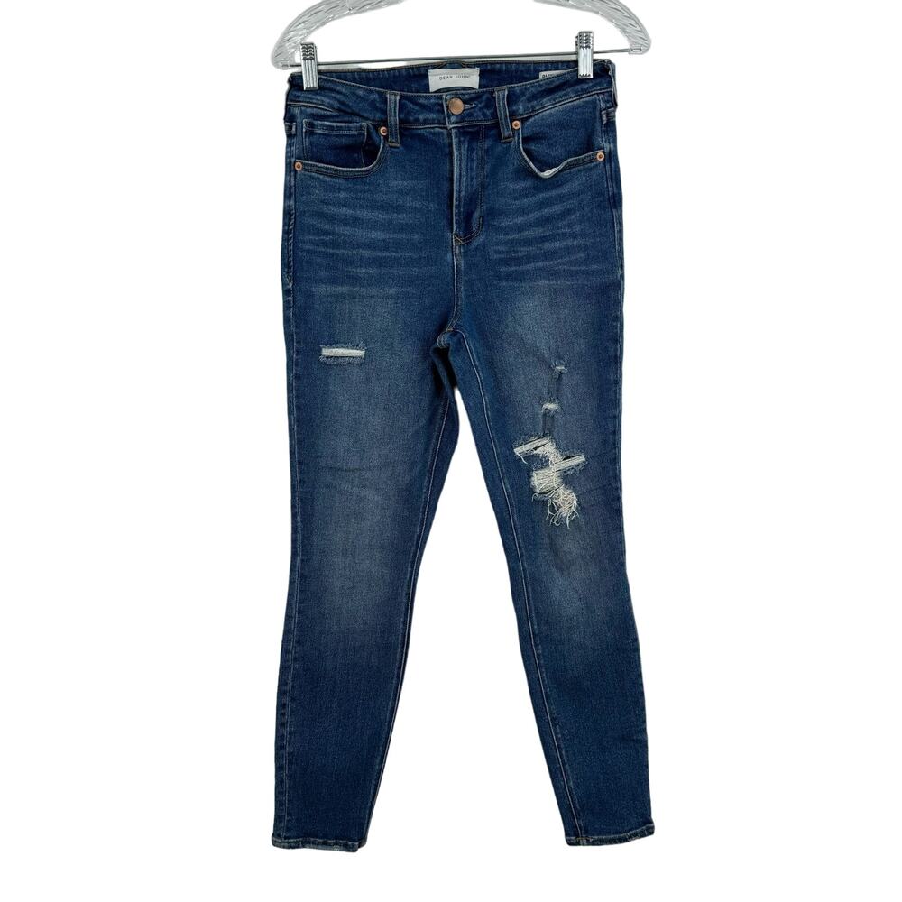 Dear John Jeans Size 27 4 Olivia High Rise Skinny Distressed Stretch Boho Preppy